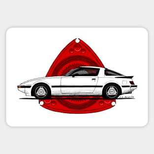 My drawing of the white RX-7 with red rotor Sticker